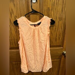 Torrid Rayon Slub Ruffle Trim Mock Neck Tank